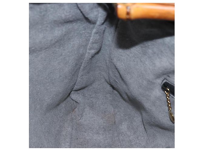Borsa a Spalla in Pelle Gucci Bamboo Nera e Dorata Auth 173820 Nero D'oro - vista 17
