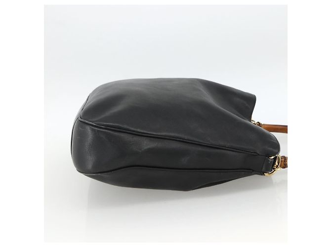 Borsa a Spalla in Pelle Gucci Bamboo Nera e Dorata Auth 173820 Nero D'oro - vista 5