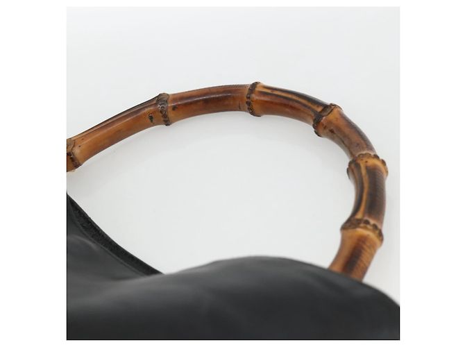 Borsa a Spalla in Pelle Gucci Bamboo Nera e Dorata Auth 173820 Nero D'oro - vista 8