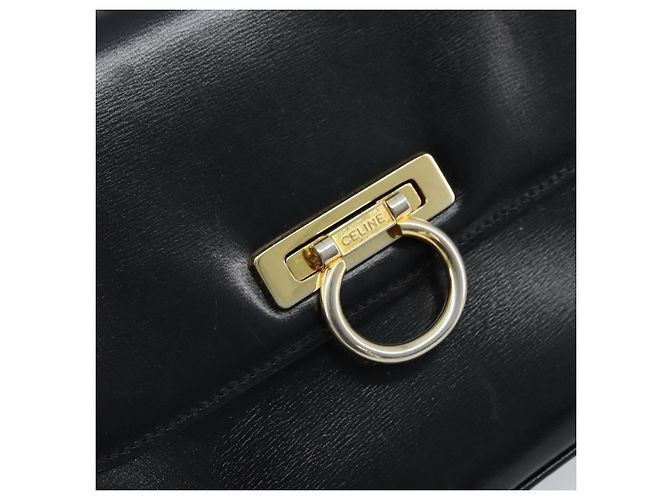 Céline Borsa a Spalla Gancini in Pelle Nera e Oro Auth ep13660 Nero D'oro - vista 17