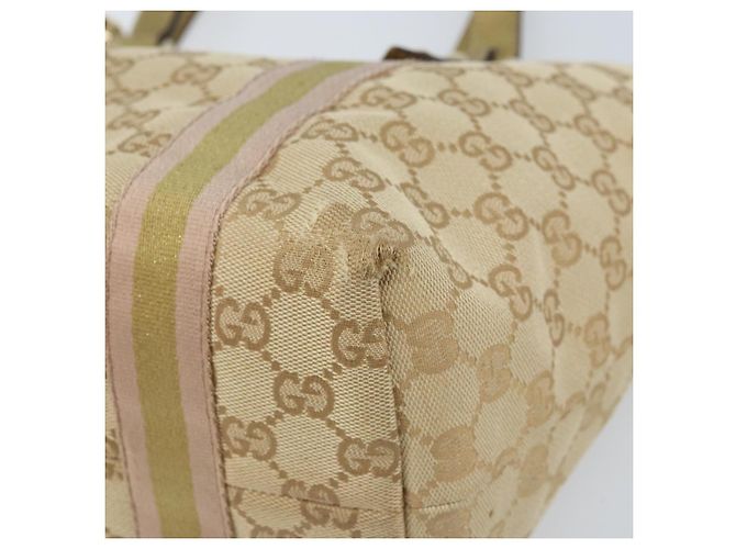 Gucci Borsa tote in tela GG Sherry Line beige e oro 137396 Auth 166223 D'oro - vista 10