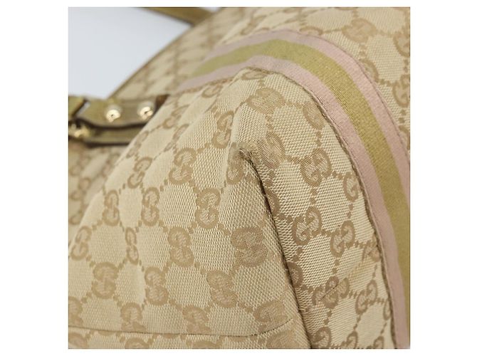 Gucci Borsa tote in tela GG Sherry Line beige e oro 137396 Auth 166223 D'oro - vista 11