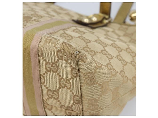 Gucci Borsa tote in tela GG Sherry Line beige e oro 137396 Auth 166223 D'oro - vista 12