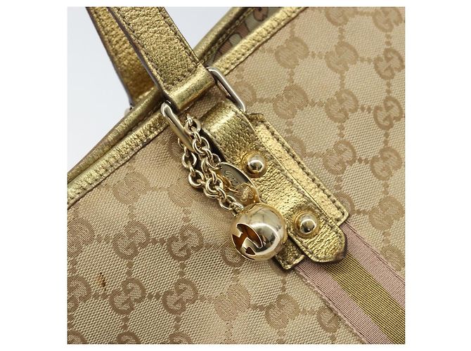 Gucci Borsa tote in tela GG Sherry Line beige e oro 137396 Auth 166223 D'oro - vista 15
