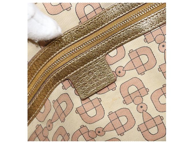 Gucci Borsa tote in tela GG Sherry Line beige e oro 137396 Auth 166223 D'oro - vista 16