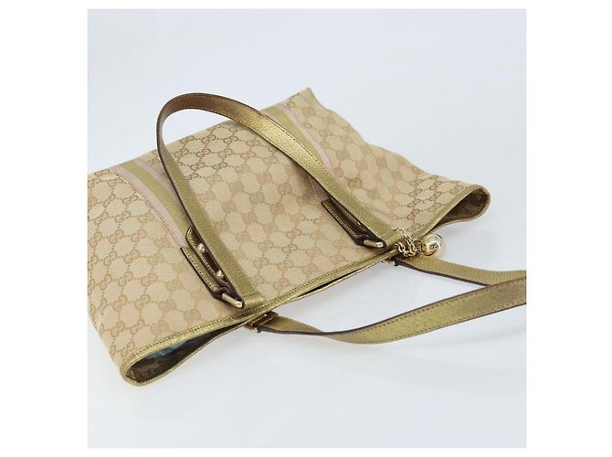 Gucci Borsa tote in tela GG Sherry Line beige e oro 137396 Auth 166223 D'oro - vista 6