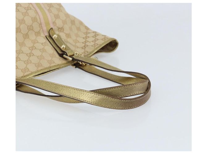 Gucci Borsa tote in tela GG Sherry Line beige e oro 137396 Auth 166223 D'oro - vista 7
