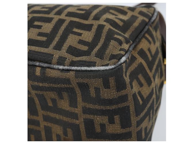 Sac à bandoulière en toile Zucca FENDI marron noir Auth LNZ068 - vue 16