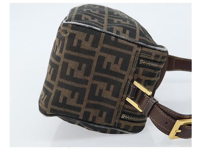 Sac à bandoulière en toile Zucca FENDI marron noir Auth LNZ068 - vue 3