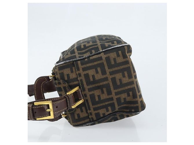 Sac à bandoulière en toile Zucca FENDI marron noir Auth LNZ068 - vue 4