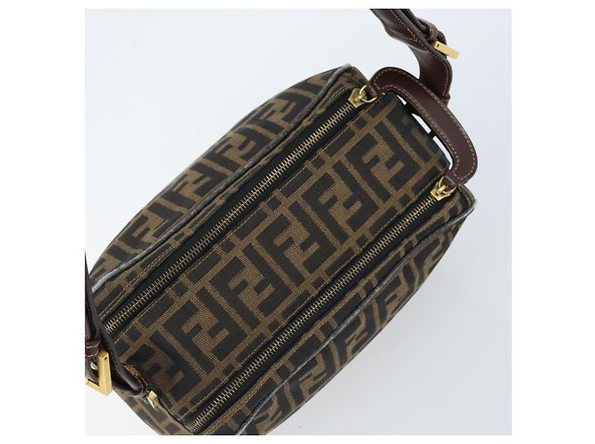Sac à bandoulière en toile Zucca FENDI marron noir Auth LNZ068 - vue 6