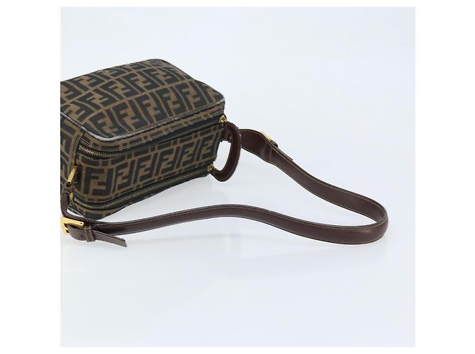 Sac à bandoulière en toile Zucca FENDI marron noir Auth LNZ068 - vue 7