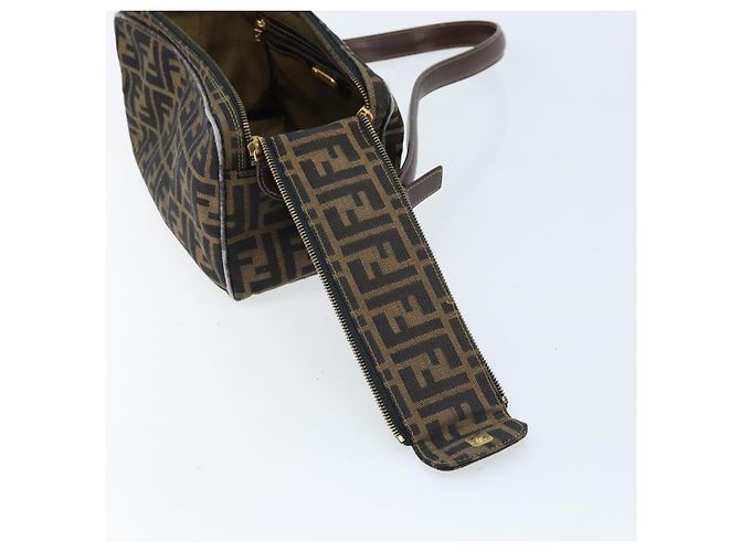 Sac à bandoulière en toile Zucca FENDI marron noir Auth LNZ068 - vue 9