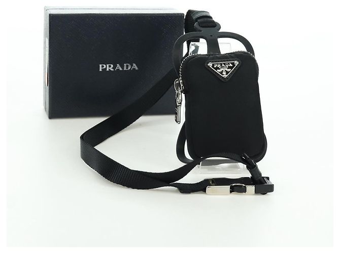 Custodia per telefono PRADA in nylon nero argento autentica 172423M - vista 12