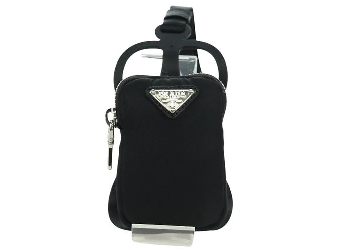 Custodia per telefono PRADA in nylon nero argento autentica 172423M - vista 13