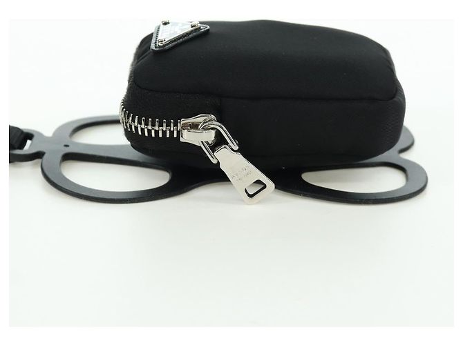 Custodia per telefono PRADA in nylon nero argento autentica 172423M - vista 3