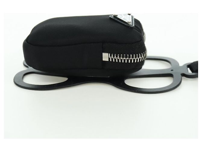 Custodia per telefono PRADA in nylon nero argento autentica 172423M - vista 4