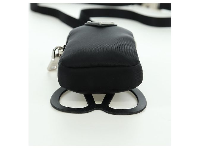 Custodia per telefono PRADA in nylon nero argento autentica 172423M - vista 5