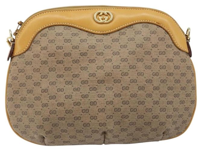 Gucci Borsa a Spalla Micro GG Supreme PVC Beige Oro 007 49 0819 Auth 173835 D'oro - vista 2