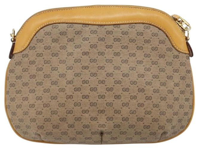 Gucci Borsa a Spalla Micro GG Supreme PVC Beige Oro 007 49 0819 Auth 173835 D'oro - vista 3