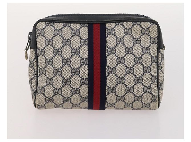 GUCCI GG Supreme GG Canvas Handtasche PVC Canvas 2 Set Navy Beige Auth fm5165 Marineblau - Ansicht 10