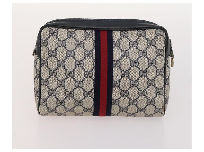 GUCCI GG Supreme GG Canvas Handtasche PVC Canvas 2 Set Navy Beige Auth fm5165 Marineblau - Ansicht 11