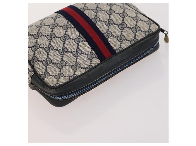 GUCCI GG Supreme GG Canvas Handtasche PVC Canvas 2 Set Navy Beige Auth fm5165 Marineblau - Ansicht 13