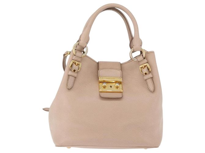 Borsa a mano Miu Miu in pelle 2 in 1 rosa oro Auth ka2936 D'oro - vista 13