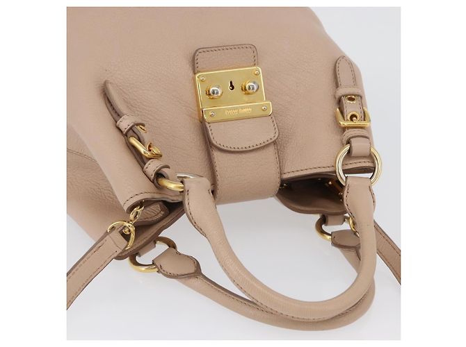 Borsa a mano Miu Miu in pelle 2 in 1 rosa oro Auth ka2936 D'oro - vista 14