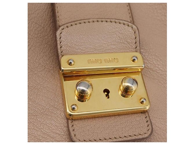 Borsa a mano Miu Miu in pelle 2 in 1 rosa oro Auth ka2936 D'oro - vista 21