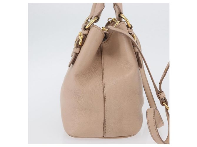 Borsa a mano Miu Miu in pelle 2 in 1 rosa oro Auth ka2936 D'oro - vista 4