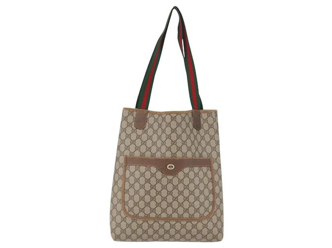 Borsa tote in PVC beige GG Supreme Web Sherry Line di GUCCI 89 02 003 Auth BA10945 - vista 2