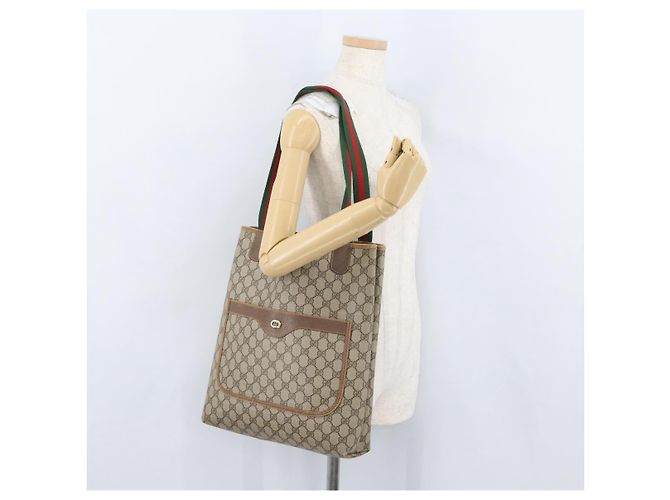 Borsa tote in PVC beige GG Supreme Web Sherry Line di GUCCI 89 02 003 Auth BA10945 - vista 22