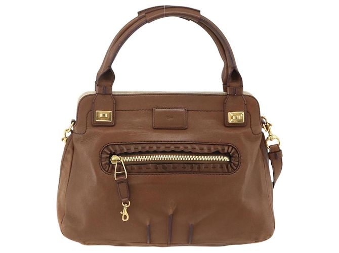 Chloé Borsa a mano in pelle Chloe Margaret 2 in 1 marrone oro Auth BA11217 D'oro - vista 2