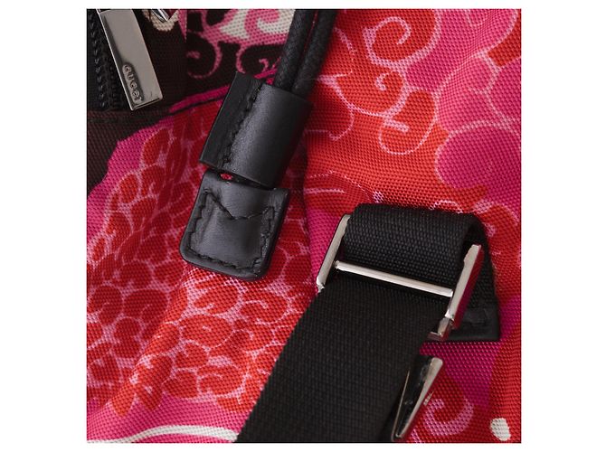 Gucci Printed Fabric Backpack with Leather Details Fuschia - view 5