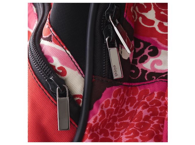 Gucci Printed Fabric Backpack with Leather Details Fuschia - view 6