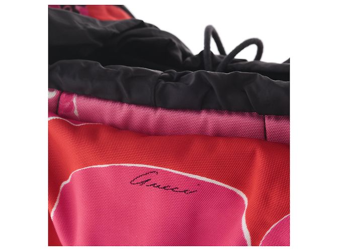 Gucci Printed Fabric Backpack with Leather Details Fuschia - view 7