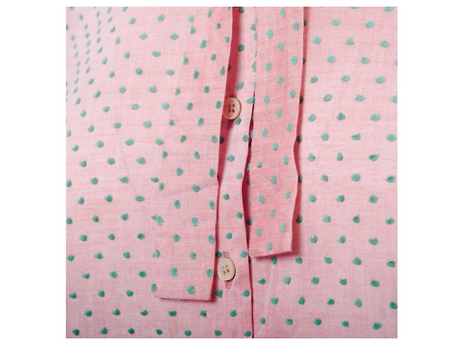 Blusa Miu Miu Rosa com Bolinhas Verdes e Laço no Pescoço - vista 4