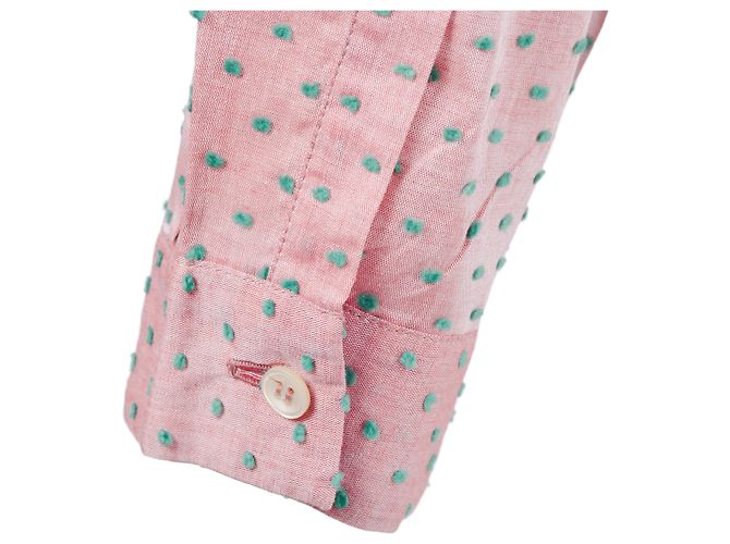 Blusa Miu Miu Rosa com Bolinhas Verdes e Laço no Pescoço - vista 5