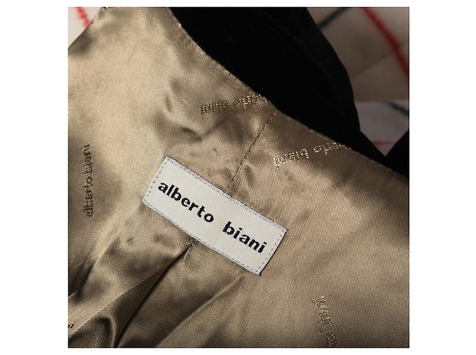 Autre Marque Abrigo de cuadrícula blanca Alberto Biani con cuello negro Blanco - vista 10
