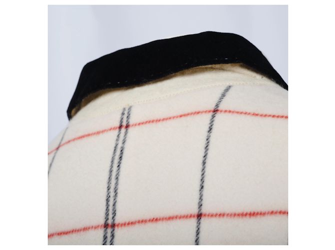Autre Marque Abrigo de cuadrícula blanca Alberto Biani con cuello negro Blanco - vista 4