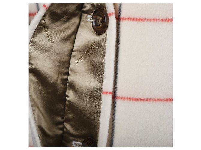 Autre Marque Abrigo de cuadrícula blanca Alberto Biani con cuello negro Blanco - vista 7