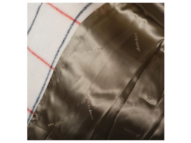 Autre Marque Abrigo de cuadrícula blanca Alberto Biani con cuello negro Blanco - vista 8