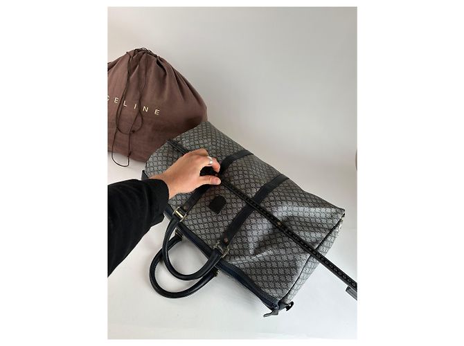 Céline Vintage Celine Paris Triomphe Monogram Reisetasche Grau Marine Schwarz - Ansicht 11