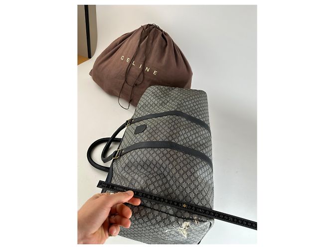 Céline Vintage Celine Paris Triomphe Monogram Reisetasche Grau Marine Schwarz - Ansicht 12