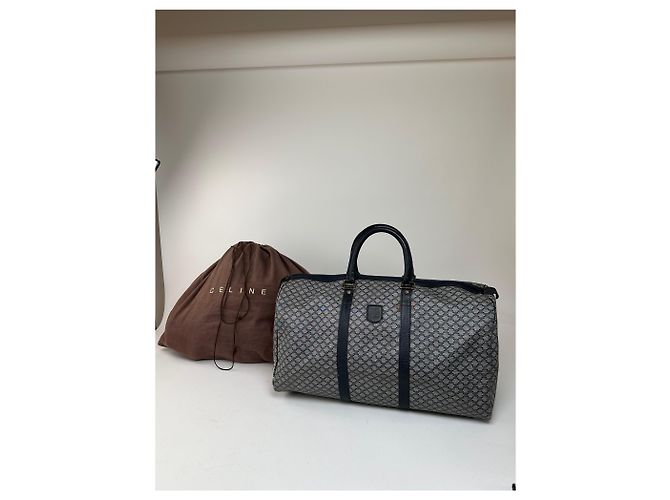 Céline Vintage Celine Paris Triomphe Monogram Reisetasche Grau Marine Schwarz - Ansicht 14
