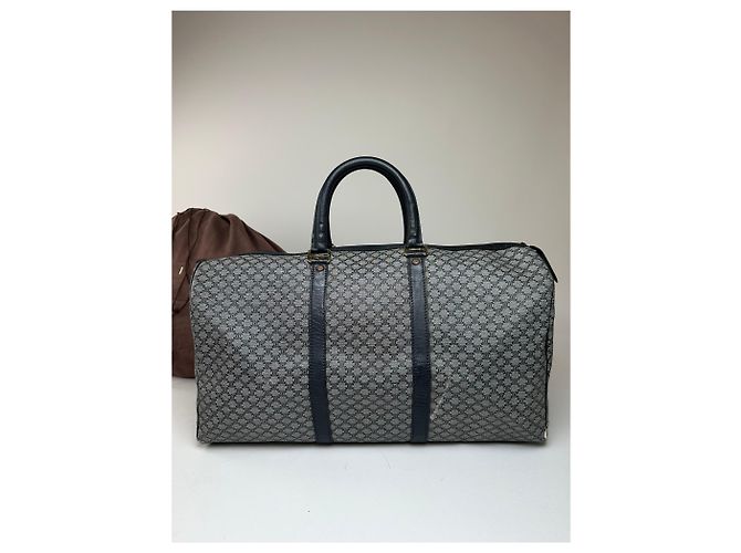 Céline Vintage Celine Paris Triomphe Monogram Reisetasche Grau Marine Schwarz - Ansicht 15