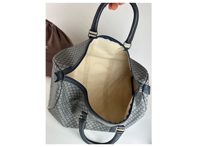 Céline Vintage Celine Paris Triomphe Monogram Reisetasche Grau Marine Schwarz - Ansicht 4