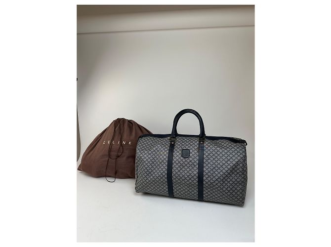 Céline Vintage Celine Paris Triomphe Monogram Reisetasche Grau Marine Schwarz - Ansicht 6