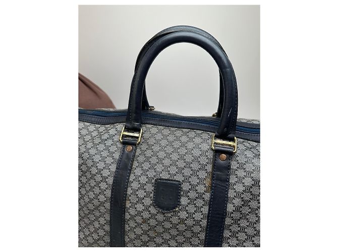 Céline Vintage Celine Paris Triomphe Monogram Reisetasche Grau Marine Schwarz - Ansicht 8